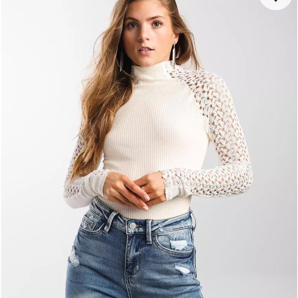 Free People Clemente Mock Neck Lace Top